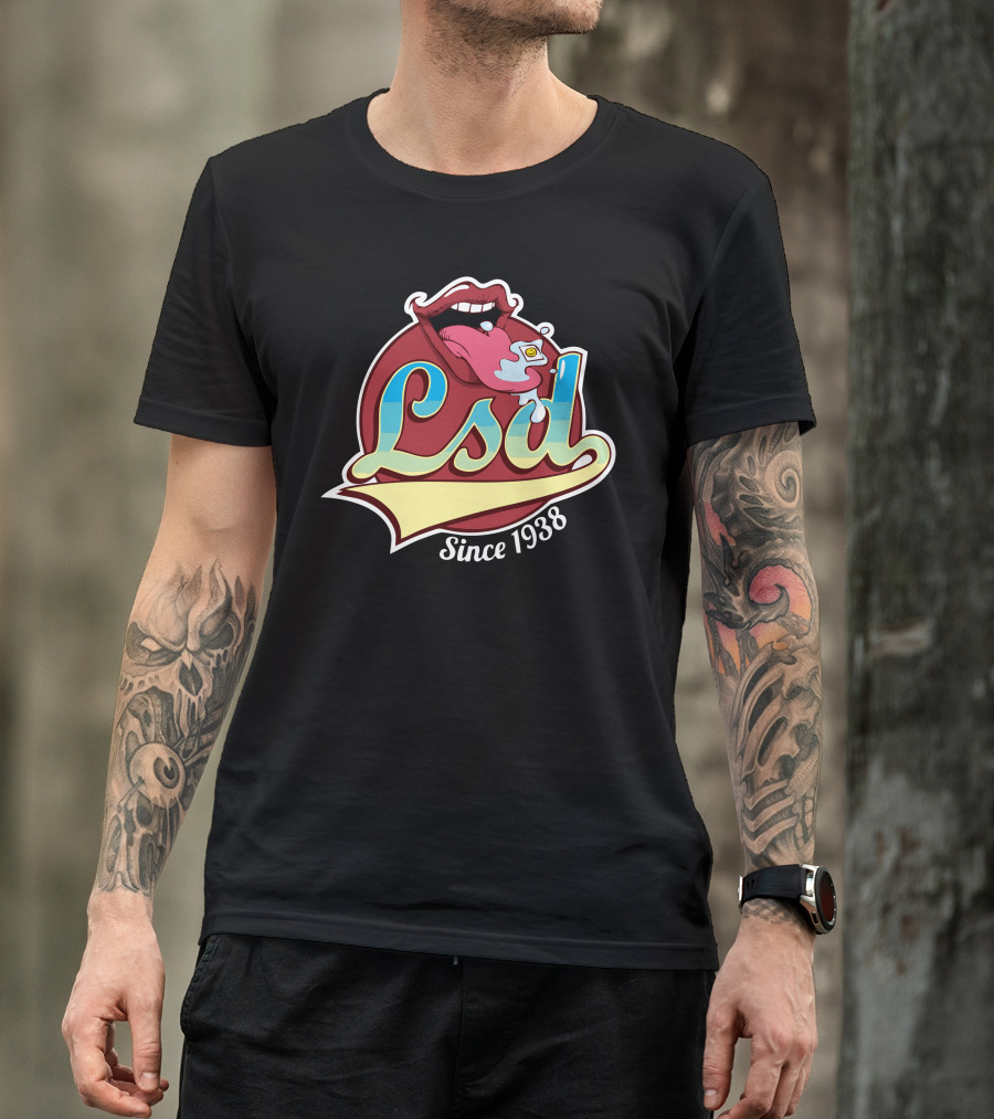 Lsd Mouth And Stamp With Psychedelic Colors Since 1938 T-Shirt