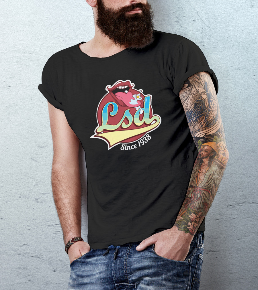 Lsd Mouth And Stamp With Psychedelic Colors Since 1938 T-Shirt