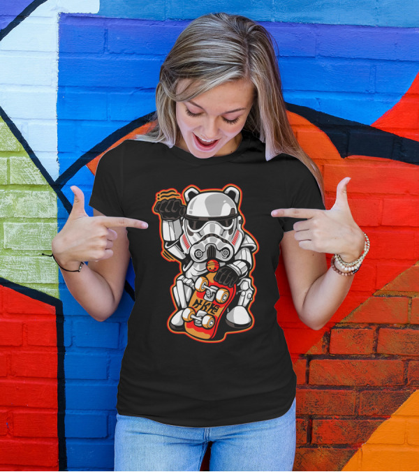 Maneki Trooper Skateboard Stormtrooper Mashup T-Shirt