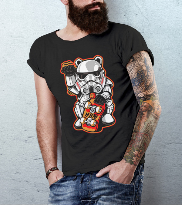 Maneki Trooper Skateboard Stormtrooper Mashup T-Shirt