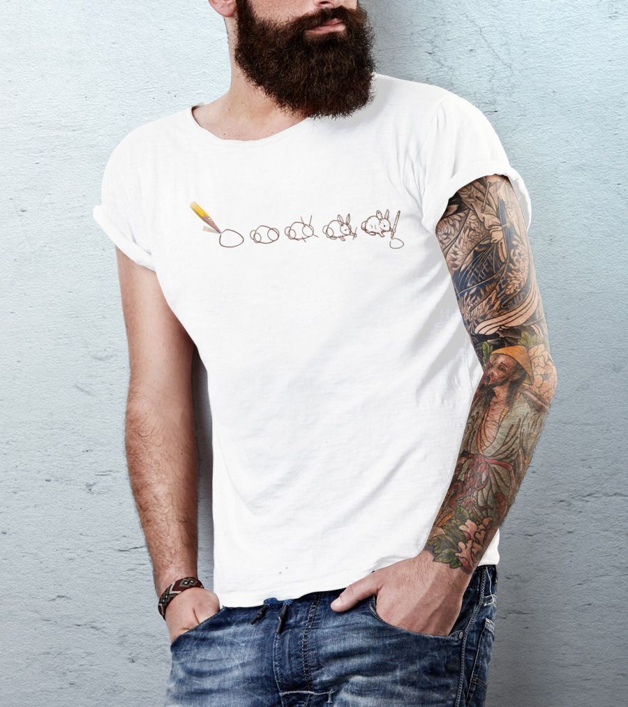 Art Season Pencil Draws Rabbit Evolution T-Shirt