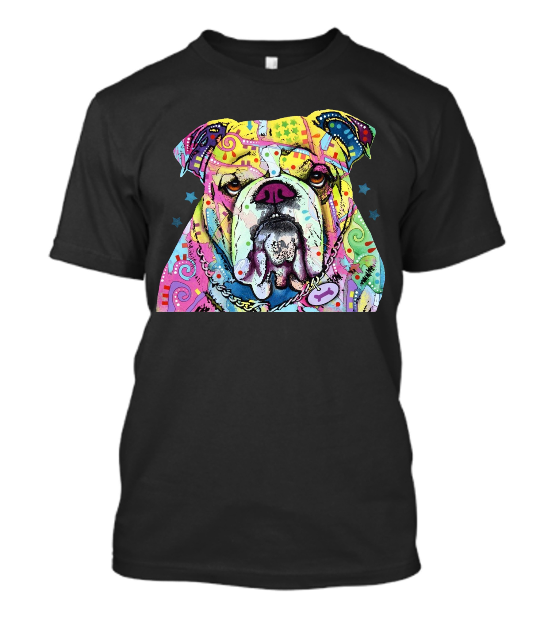 Colorful Bulldog With Abstract Rainbow T-Shirt