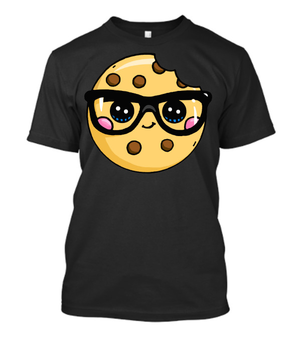 Kawaii Nerd Cookie With Glasses And Bite Mark T-Shirt