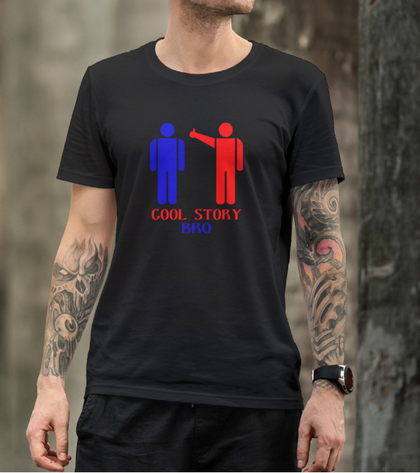 Cool Story Bro Ism Red Blue Figures Silhouette Hooded Pullovers T-Shirt