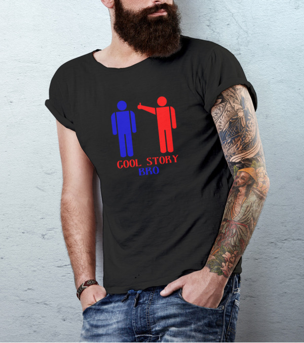Cool Story Bro Ism Red Blue Figures Silhouette Hooded Pullovers T-Shirt