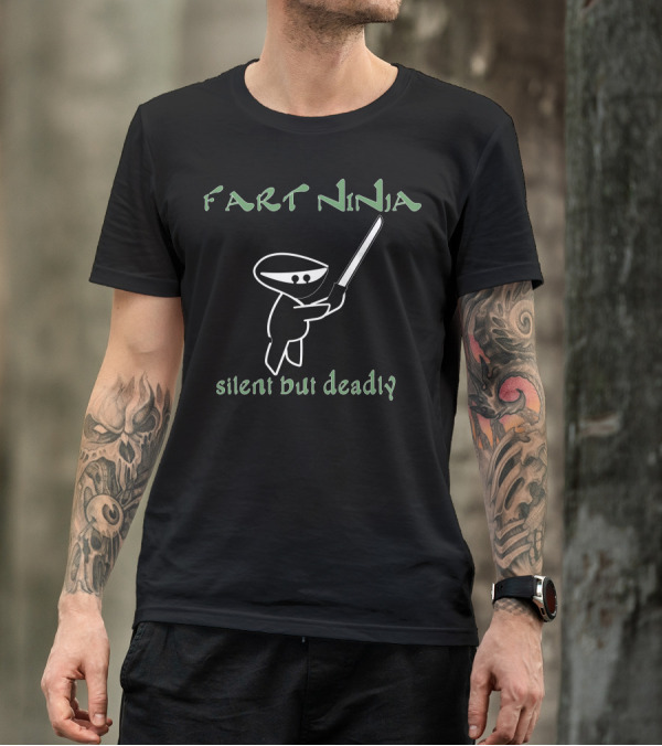 Fart Ninja Silent But Deadly Sword-Wielding Cartoon Character T-Shirt