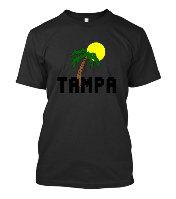 Florida Tampa Palm Tree And Sun Under Yellow Circle Sky T-Shirt