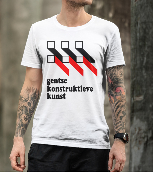 Gentse Konstruktieve Kunst Black And Red Geometric T-Shirt