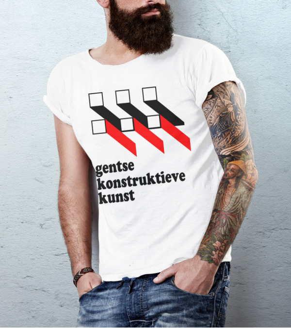 Gentse Konstruktieve Kunst Black And Red Geometric T-Shirt