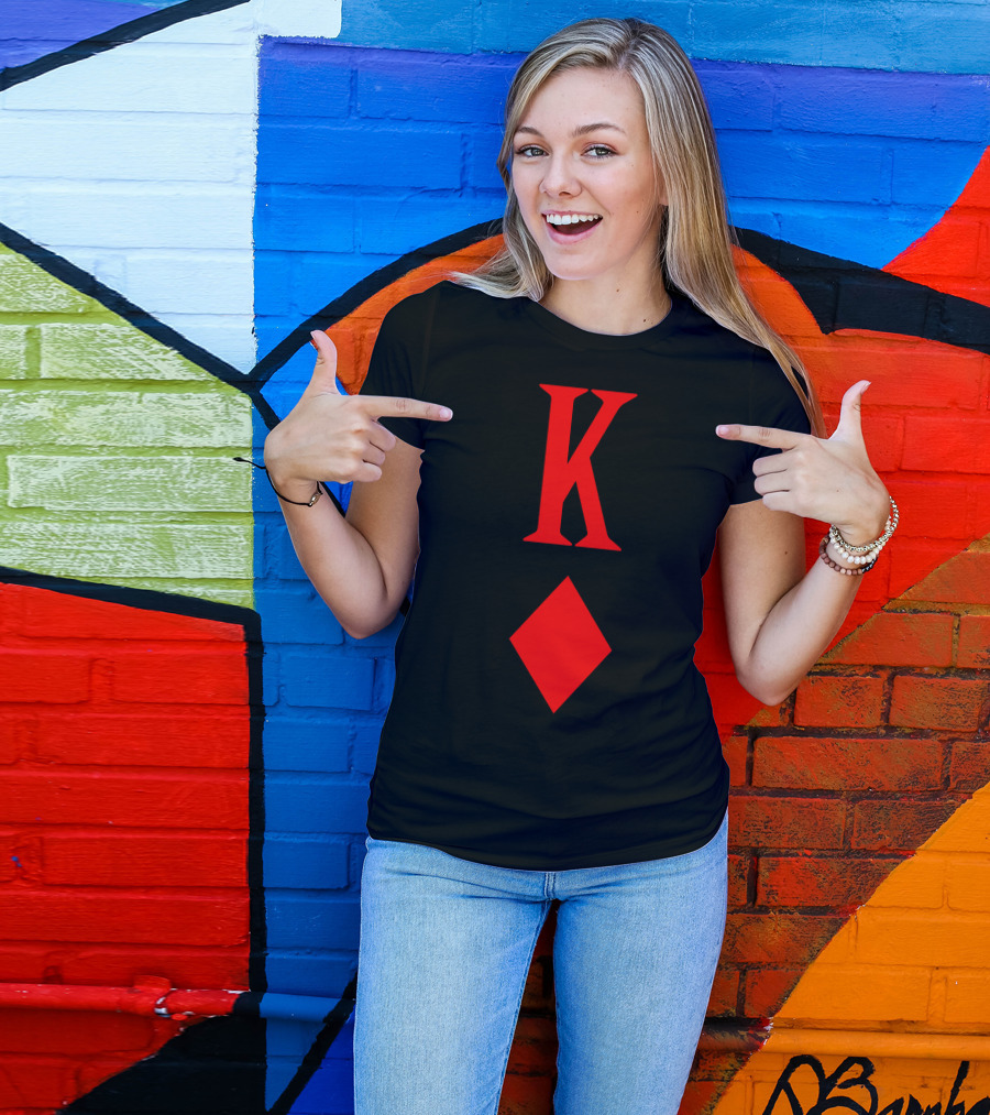 K Red Diamond Playing Card Queen King Of Diamonds T-Shirt