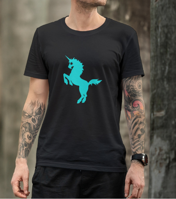 Punk Rock Unicorn Star Eyed Teal T-Shirt