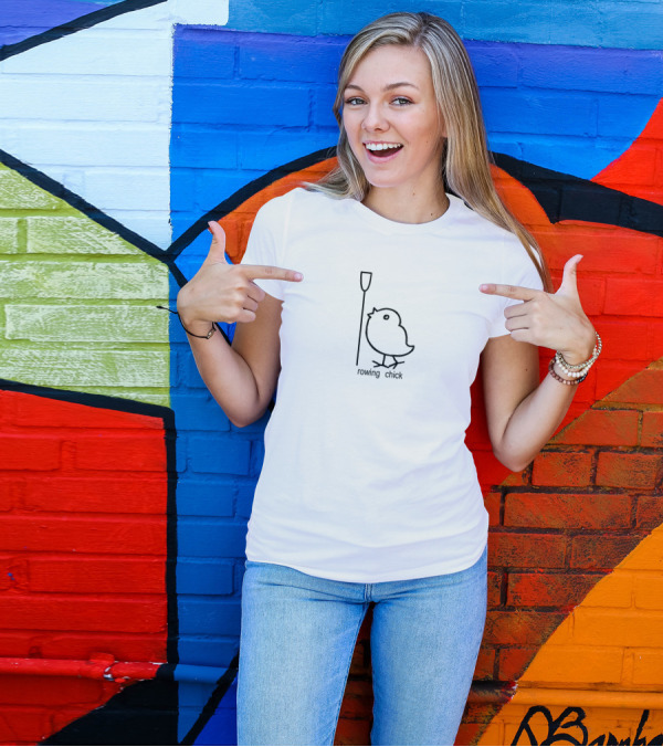 Rowing Chick Rowing Apparel Who Row With Oar And Chick Outline T-Shirt