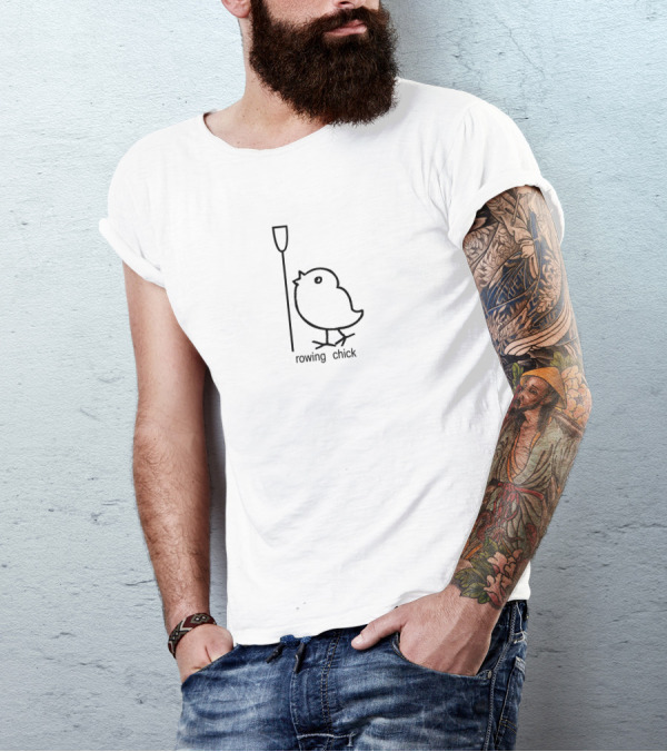 Rowing Chick Rowing Apparel Who Row With Oar And Chick Outline T-Shirt