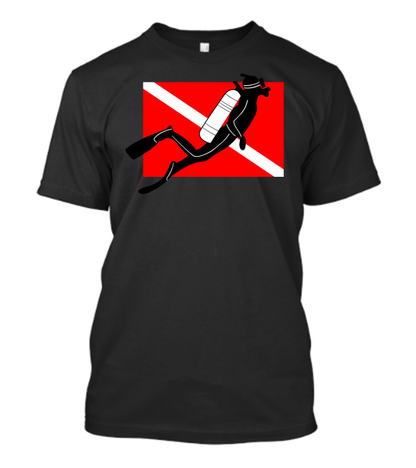 Scuba Diver Over Dive Flag T-Shirt