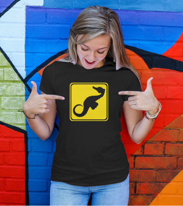 Seahorse Crossing Yellow Warning Sign T-Shirt