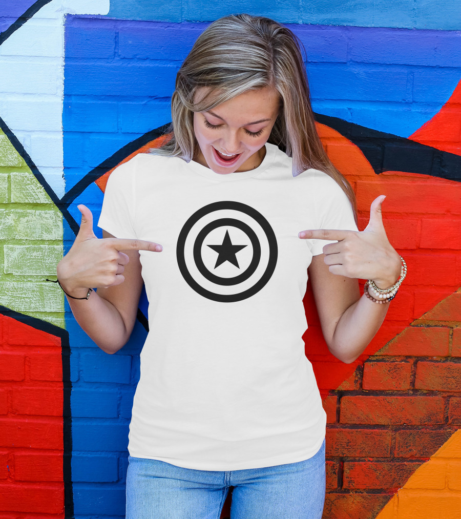 Captain America Shield Icon Pattern Full Over T-Shirt