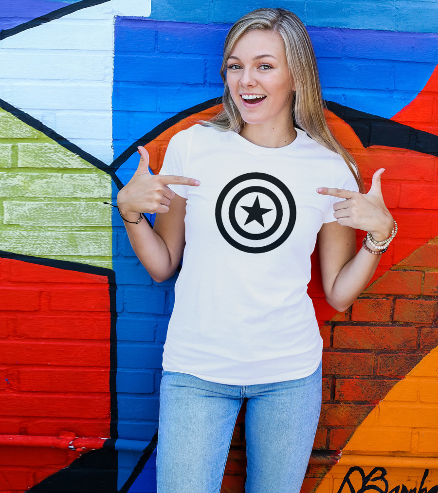 Captain America Shield Icon Pattern Full Over T-Shirt