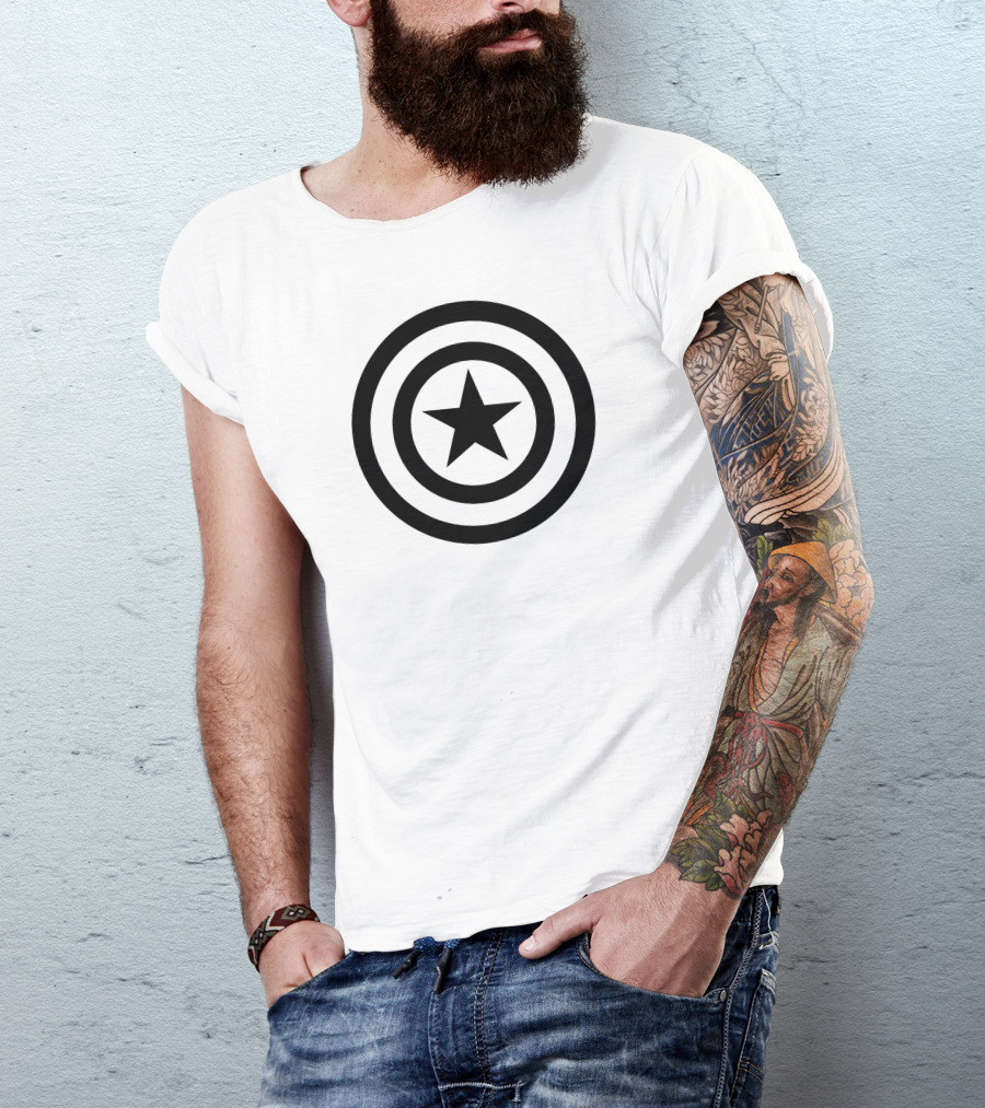 Captain America Shield Icon Pattern Full Over T-Shirt