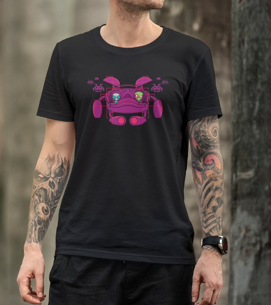 Invader Zim And Space Invaders Mashup Robo Helmet T-Shirt