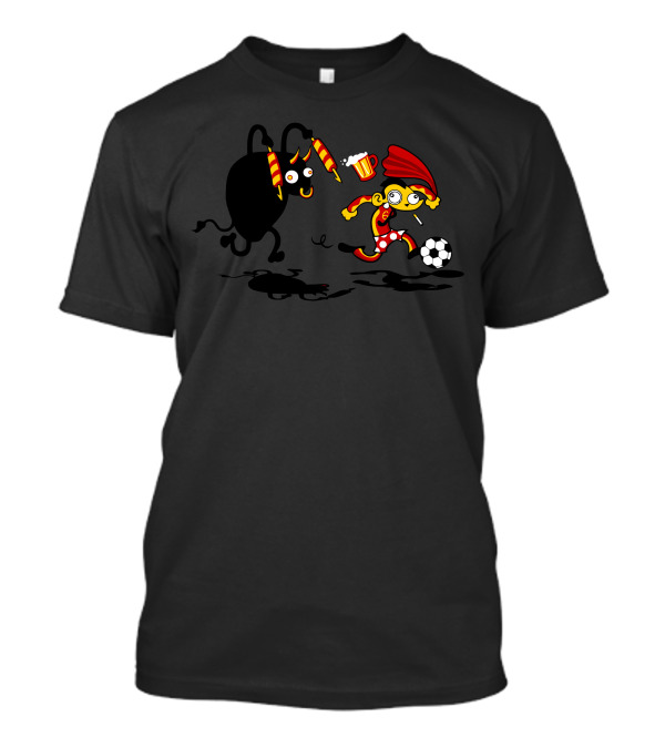 Spanish Folklore Soccer Adventure With Bull And Beer T-Shirt