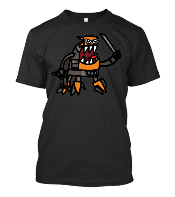 Spinza As Tank Dempsey Cartoon Monster With Sword And Holster T-Shirt