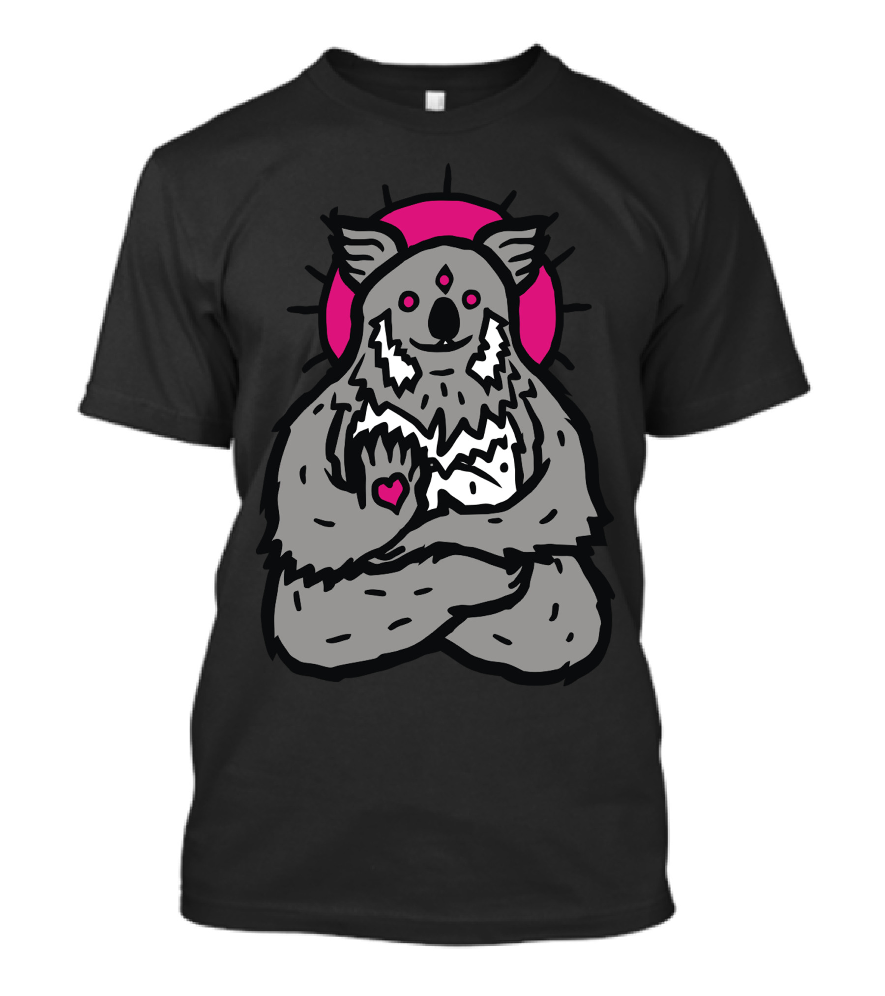 Spirit Koala Meditation With Pink Sun And Heart T-Shirt