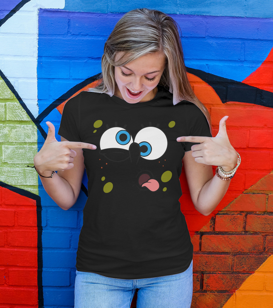 SpongeBob Funny Face Expression With Tongue And Big Eyes T-Shirt