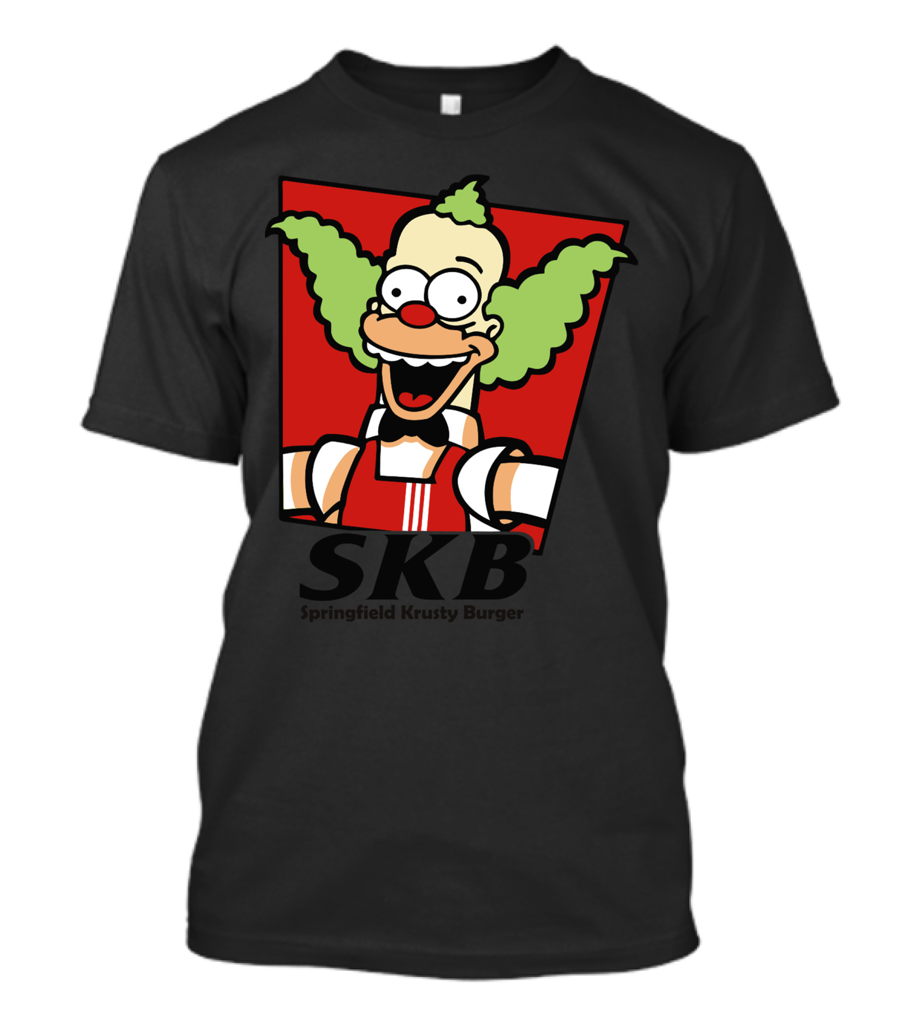 SKB Springfield Krusty Burger Red Background Clown Character T-Shirt