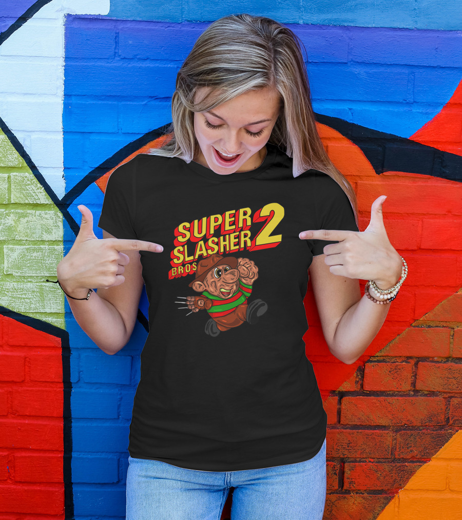 Super Slasher Bros 2 Freddy Krueger Super Mario Crossover T-Shirt
