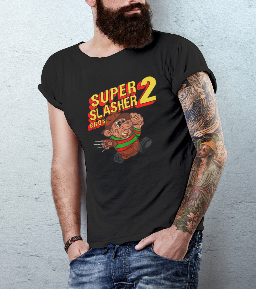 Super Slasher Bros 2 Freddy Krueger Super Mario Crossover T-Shirt