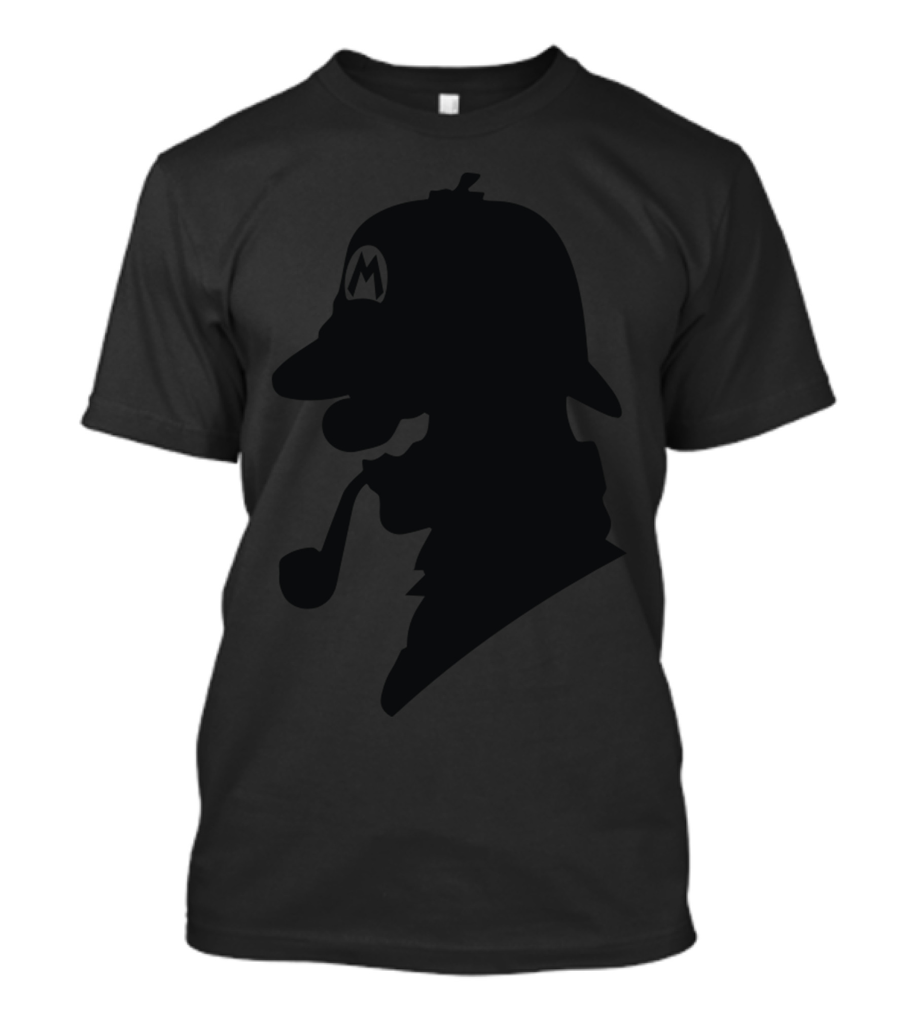 Super Mario Sherlock Holmes Silhouette With Detective Hat And Pipe T-Shirt