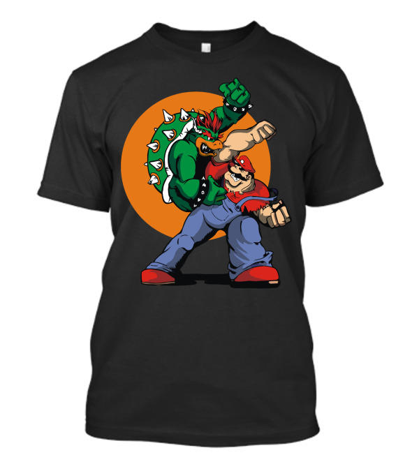 The Eternal Battle: Iconic Showdown Of Mario And Bowser In Bold Colors T-Shirt