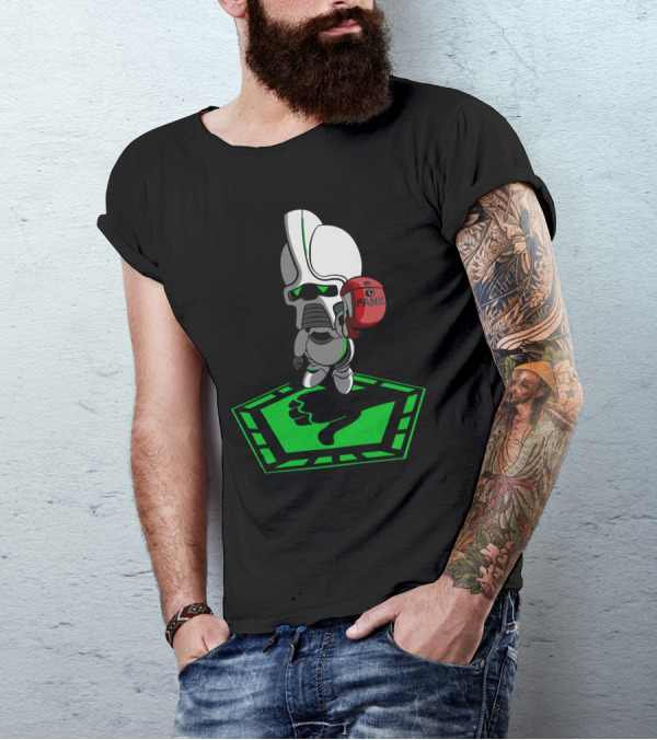 Panic Robot On Green Cursor In The HitchhikerS Guide To The Galactica T-Shirt