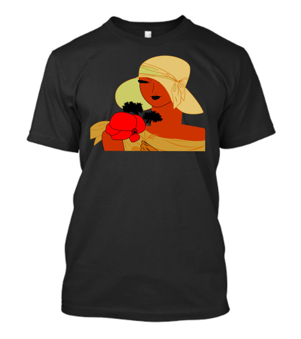 Elegant Woman With Hat And Poppy Illustration Vintage T-Shirt