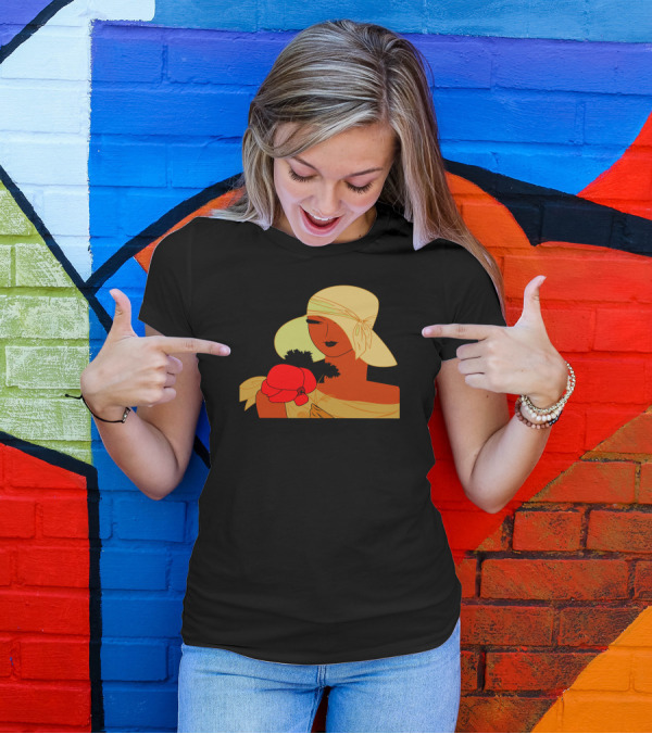 Elegant Woman With Hat And Poppy Illustration Vintage T-Shirt