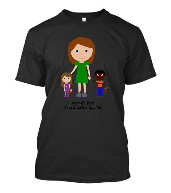 World's Best Kindergarten Teacher Cute Cartoon With Children T-Shirt