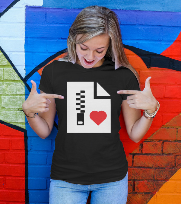 Heart.zip File Icon With Red Heart And Zipper T-Shirt