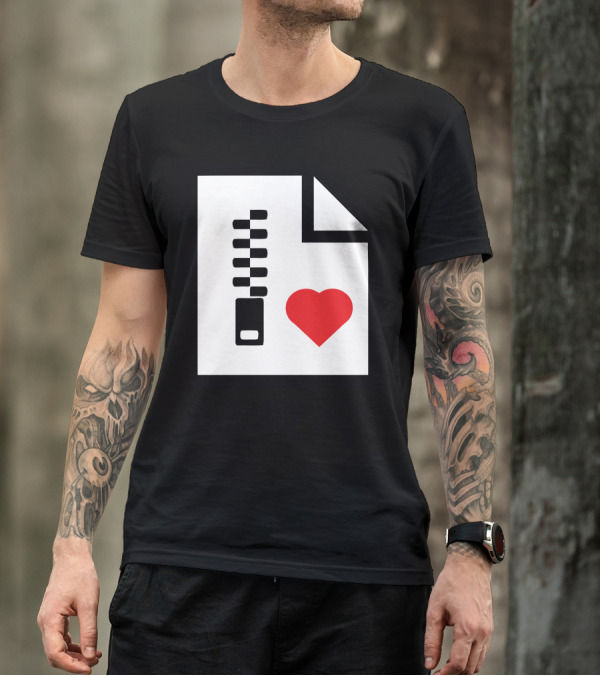 Heart.zip File Icon With Red Heart And Zipper T-Shirt