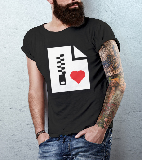 Heart.zip File Icon With Red Heart And Zipper T-Shirt