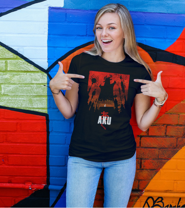 AKU Samurai Warrior Shadow Silhouette Red Sky T-Shirt