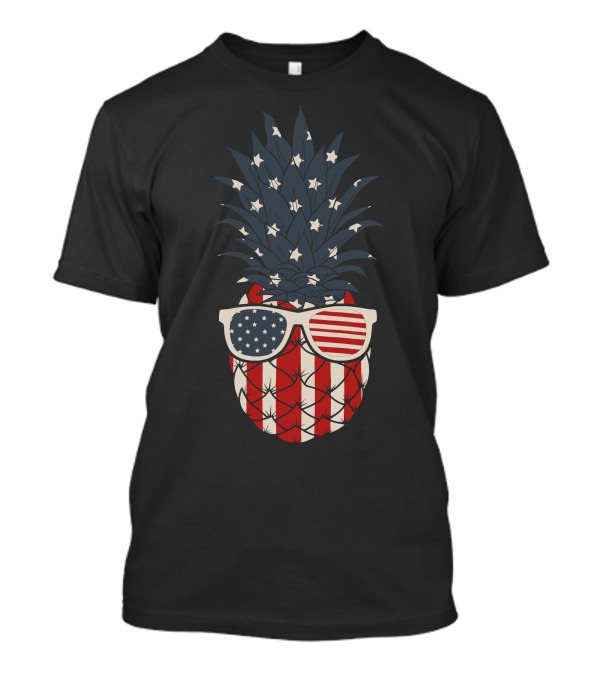 American Flag Pineapple With Stars And Stripes Sunglasses T-Shirt