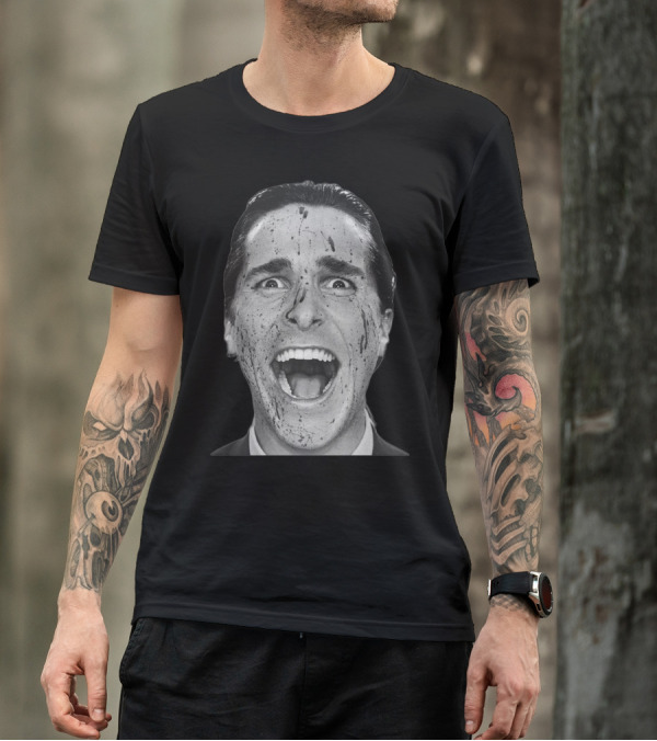 American Psycho Movie Christian Bale Blood-Splattered Face T-Shirt