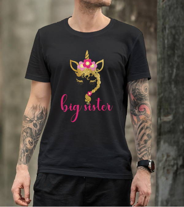 Big Sister Unicorn Announcement For Children And Teens T-Shirt