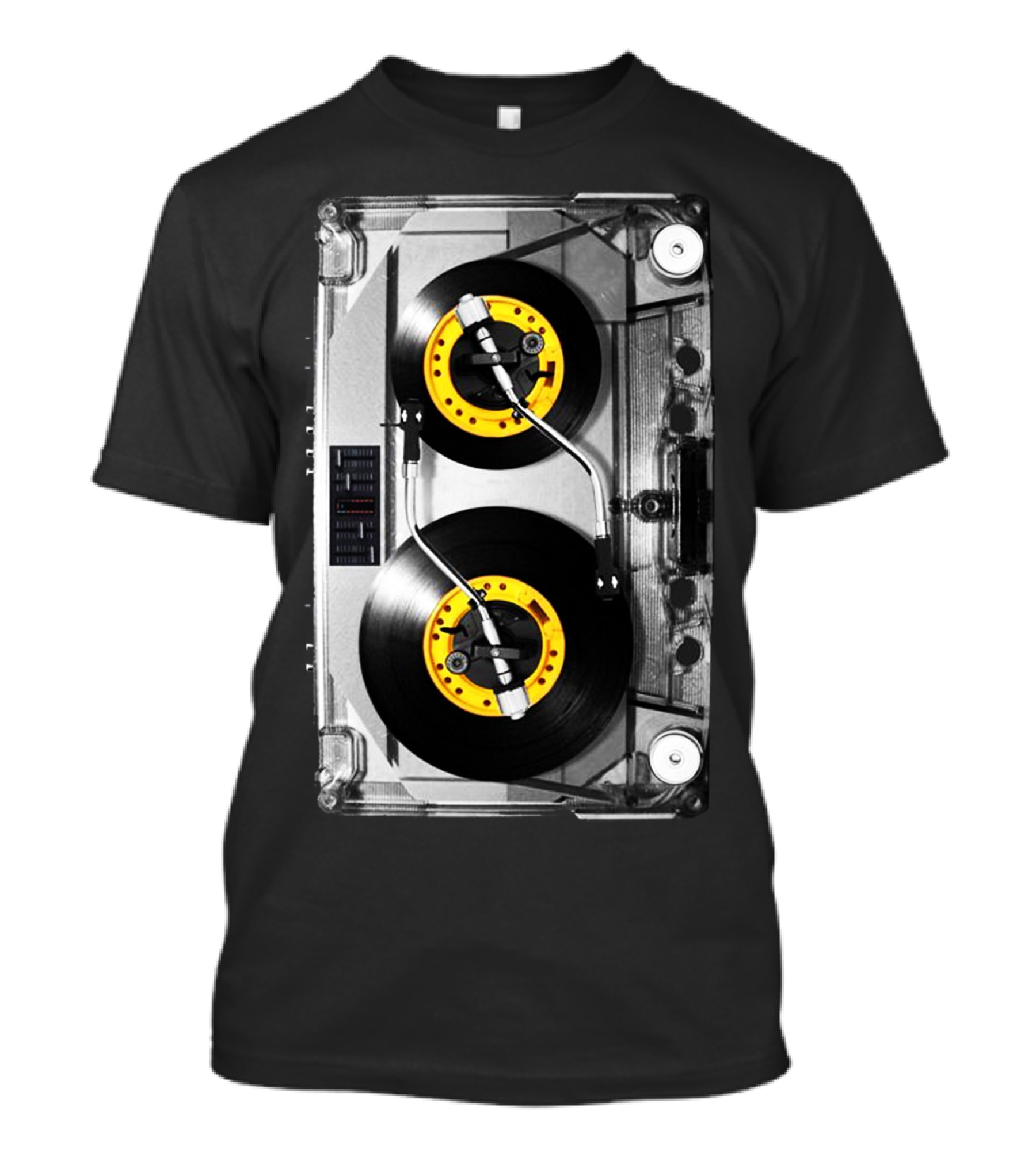 Cassette Tape Vinyl Record Turntable DJ Mix Analog Music T-Shirt