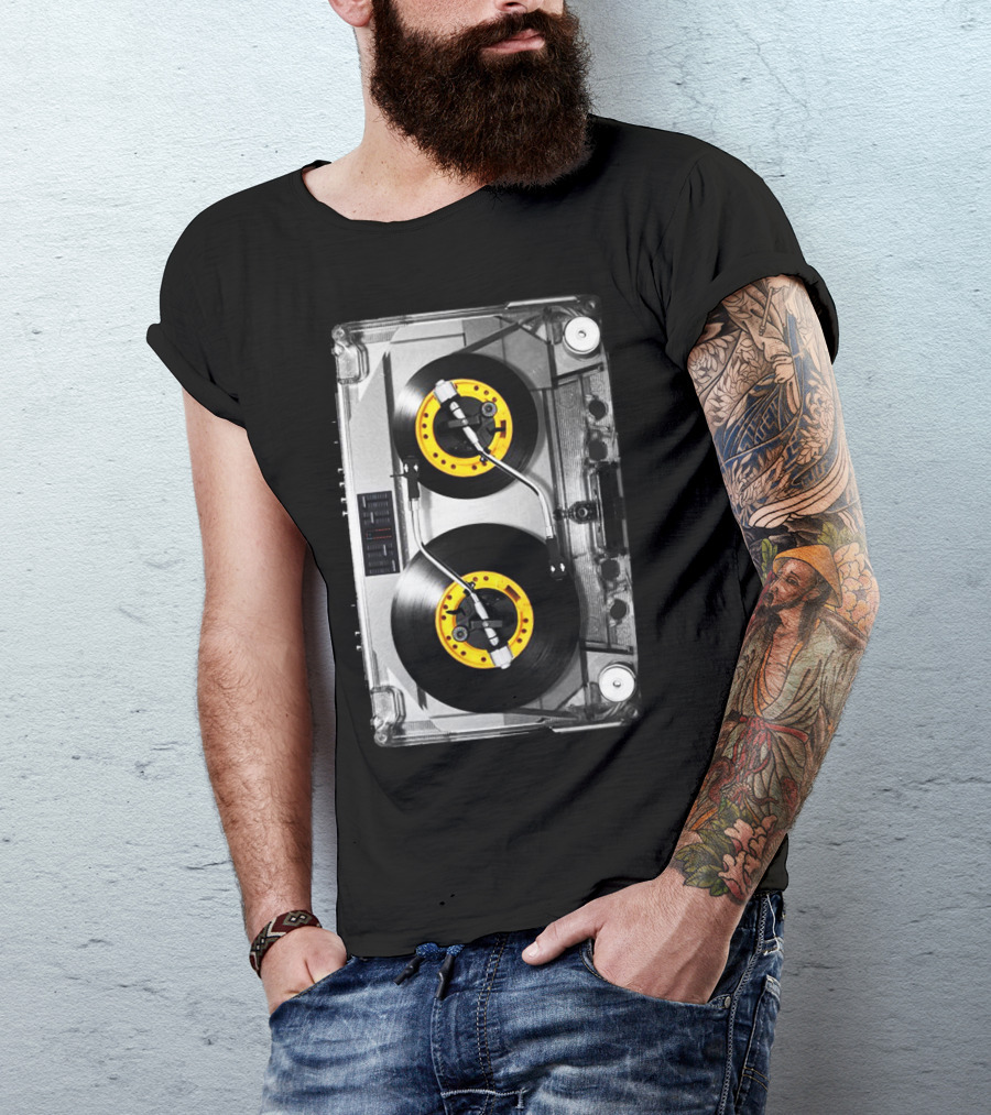 Cassette Tape Vinyl Record Turntable DJ Mix Analog Music T-Shirt