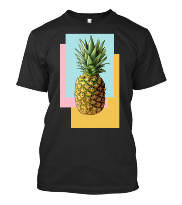 Colorful Pineapple On Pastel Geometric Blocks T-Shirt