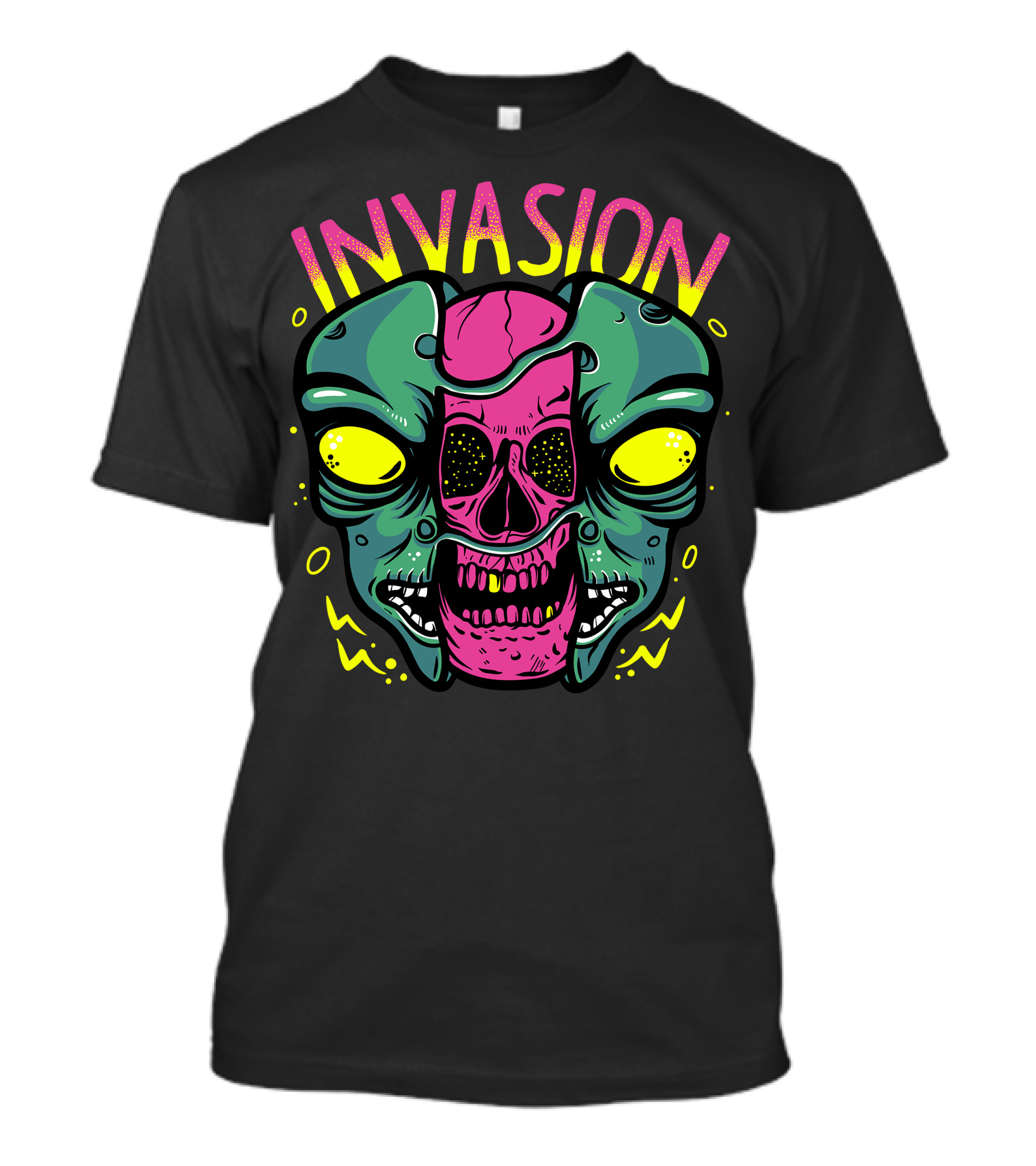Invasion Neon Alien Skull T-Shirt