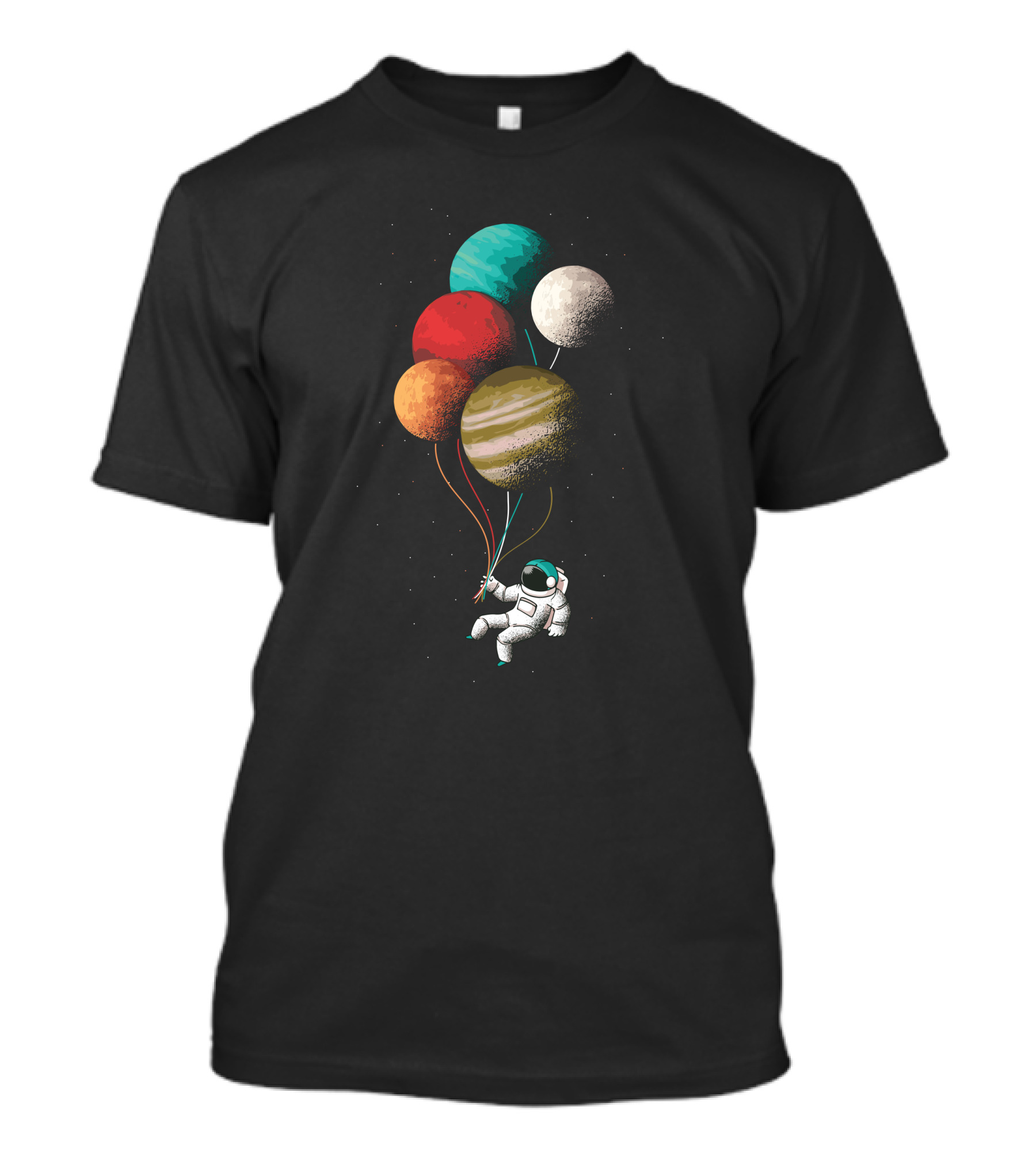 Astronaut Floating With Planet Balloons In Cool Space Scene T-Shirt