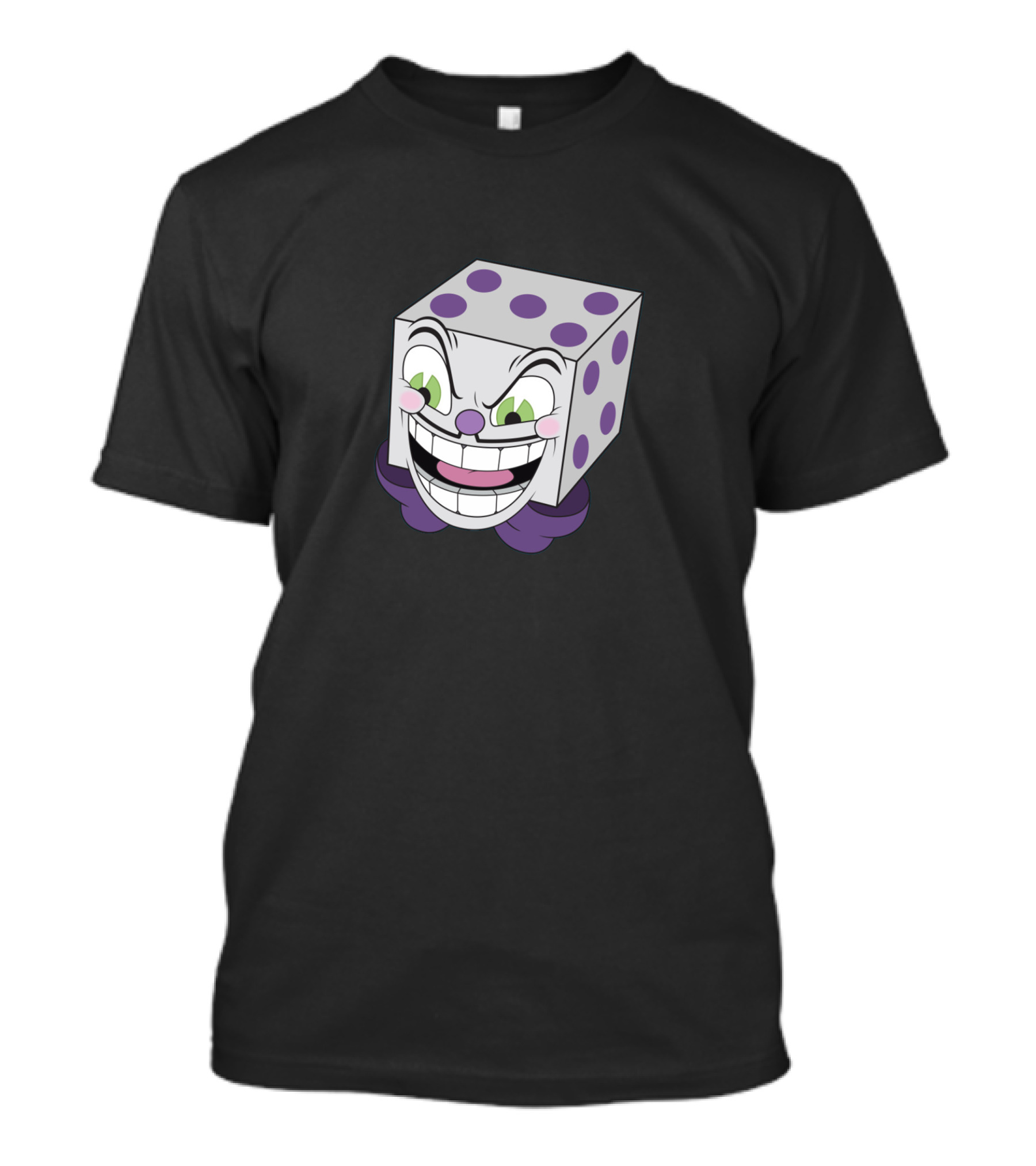Cuphead King Dice Face Dice Head Purple Polka Dots T-Shirt