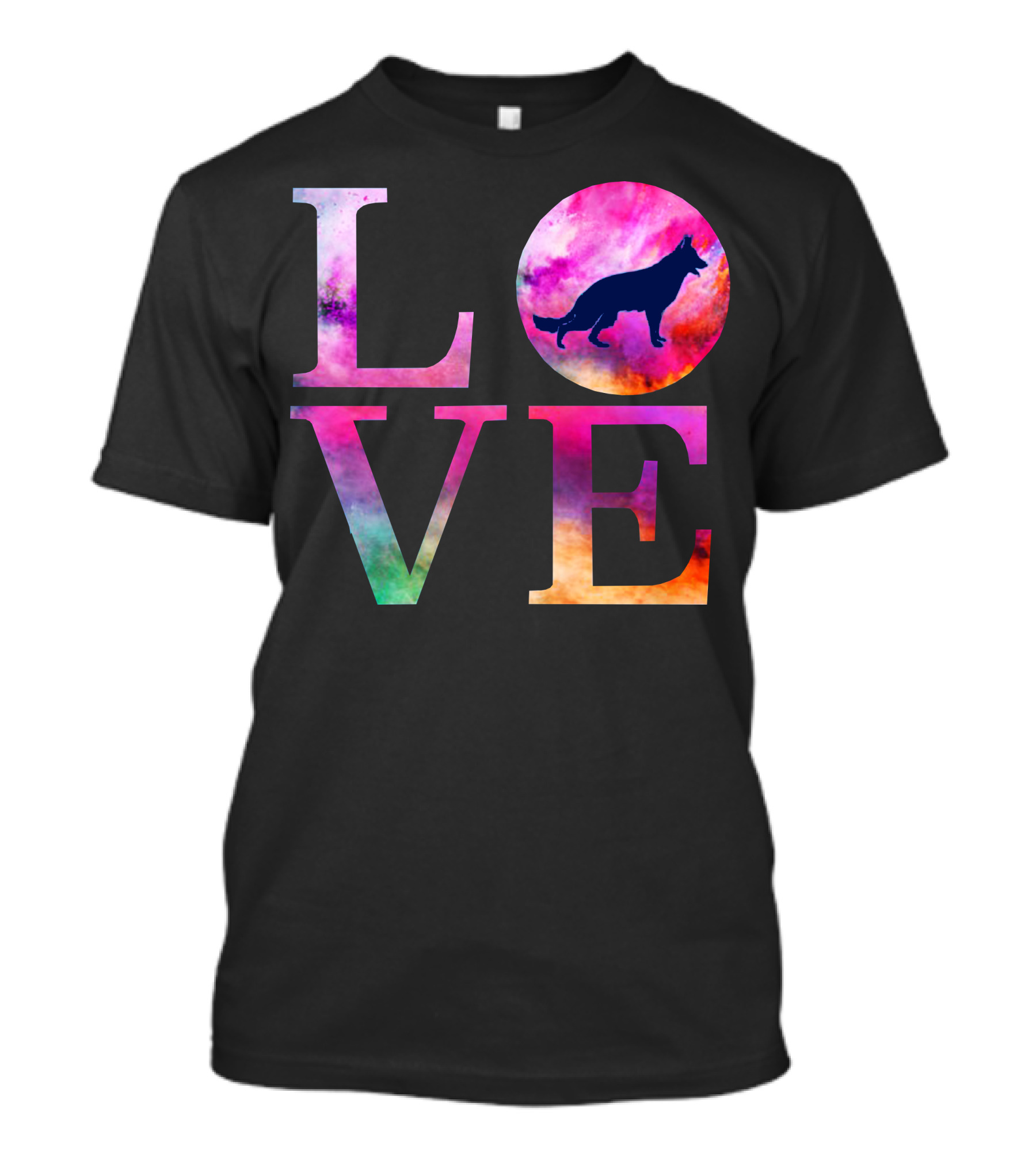 Love German Shepherd Dog Colorful Pink T-Shirt